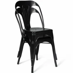 IDMarket Chaises style industriel noir mat* Collection Métal|Collection Industrielle