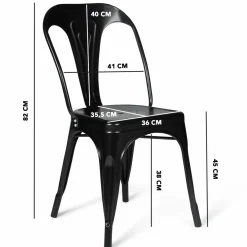 IDMarket Chaises style industriel noir mat* Collection Métal|Collection Industrielle