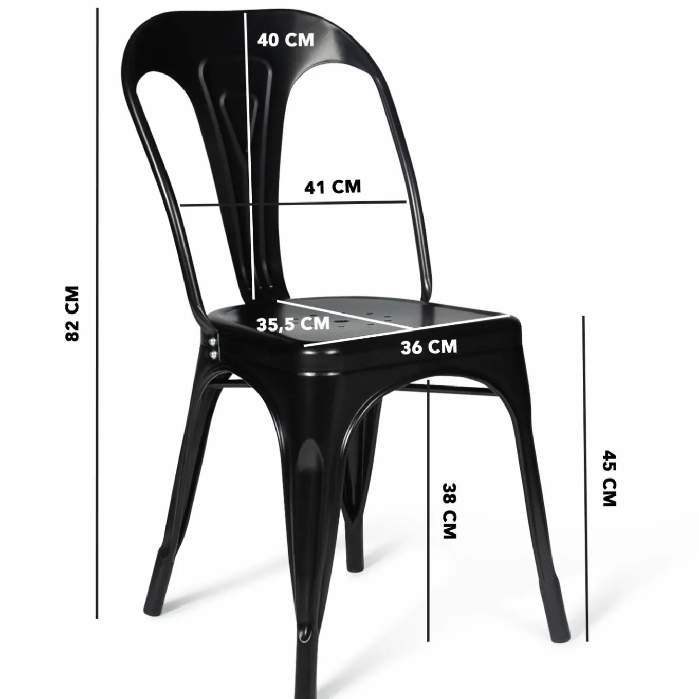 IDMarket Chaises style industriel noir mat* Collection Métal|Collection Industrielle