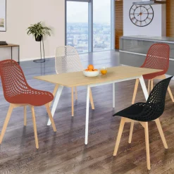 IDMarket Chaises terracotta et beige* Collection Scandinave|Chaises