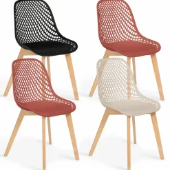 IDMarket Chaises terracotta et beige* Collection Scandinave|Chaises