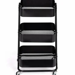 IDMarket Chariot desserte à roulettes en acier noir* Meubles Salle De Bain|Dessertes Et Éléments De Cuisine