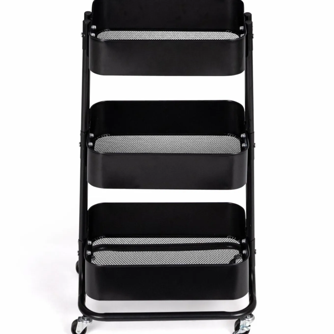 IDMarket Chariot desserte à roulettes en acier noir* Meubles Salle De Bain|Dessertes Et Éléments De Cuisine