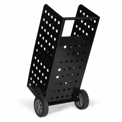 IDMarket Chariot porte bûches vertical noir* Accessoires Cheminée|Collection Métal