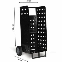 IDMarket Chariot porte bûches vertical noir* Accessoires Cheminée|Collection Métal