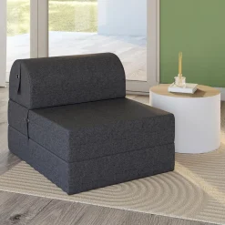 IDMarket Chauffeuse convertible 1 place en tissu gris anthracite* Fauteuils