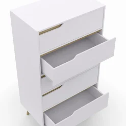 IDMarket Chiffonnier 5 tiroirs bois et blanc style scandinave* Meubles Blancs|Collection Scandinave