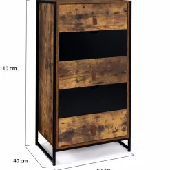 IDMarket Chiffonnier bois et métal avec 5 tiroirs* Meubles Tiroirs|Collection Vintage