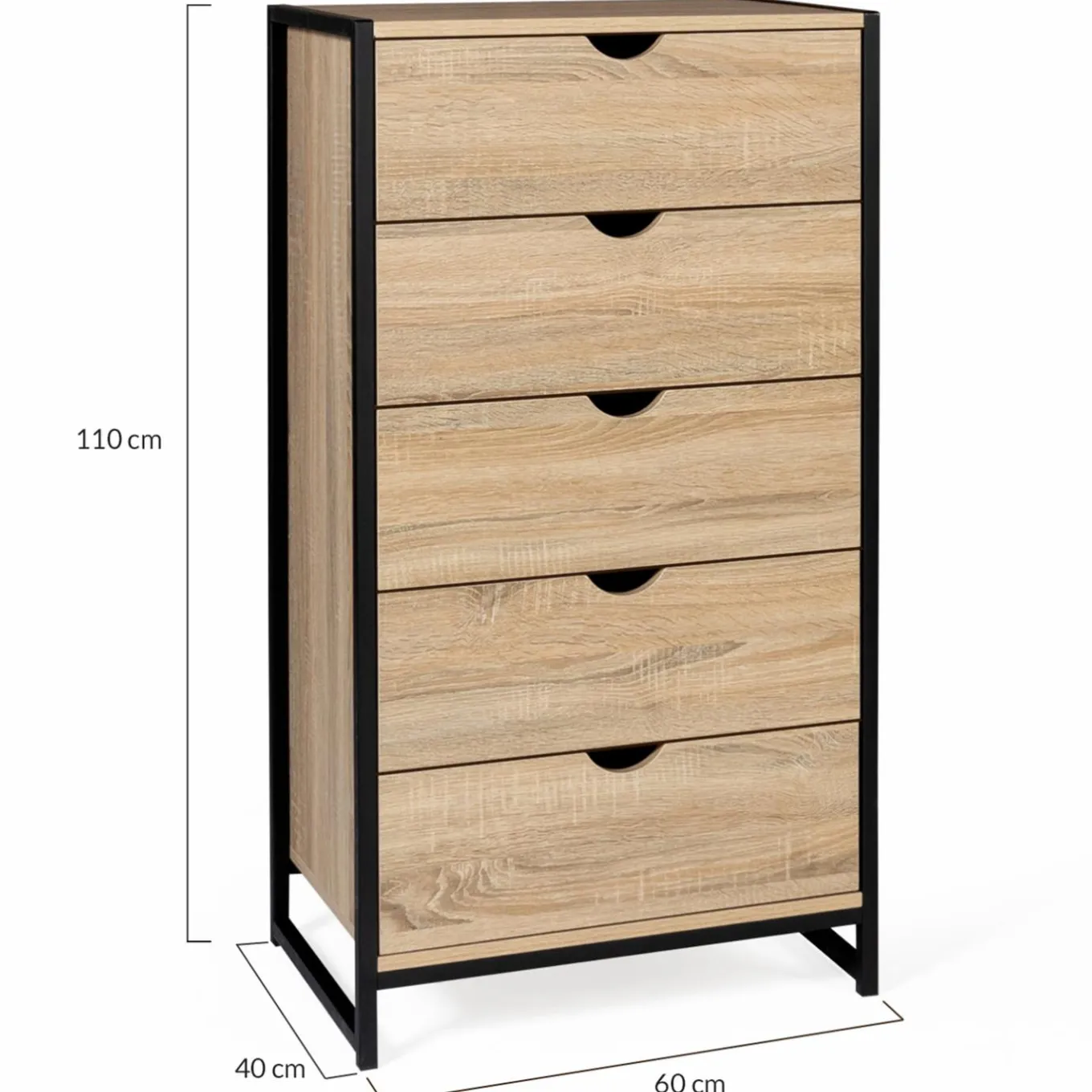 IDMarket Chiffonnier industriel bois et métal 5 tiroirs* Meubles Tiroirs|Meubles En Bois