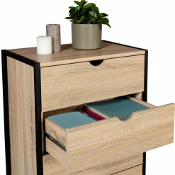 IDMarket Chiffonnier industriel bois et métal 5 tiroirs* Meubles Tiroirs|Meubles En Bois