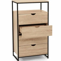 IDMarket Chiffonnier industriel bois et métal avec 4 tiroirs* Meubles Tiroirs|Meubles En Bois