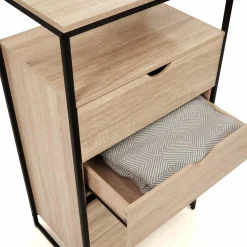 IDMarket Chiffonnier industriel bois et métal avec 4 tiroirs* Meubles Tiroirs|Meubles En Bois