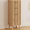 IDMarket Chiffonnier lattes tasseau bois coloris chêne - meuble d'appoint 4 tiroirs 30 cm* Meubles Tiroirs|Meubles En Bois