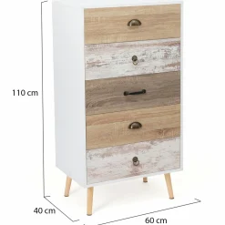 IDMarket Chiffonnier scandinave 5 tiroirs* Meubles Tiroirs|Collection Scandinave