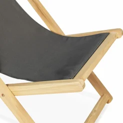 IDMarket Chiliennes en bois et toile grise* Fauteuils De Jardin