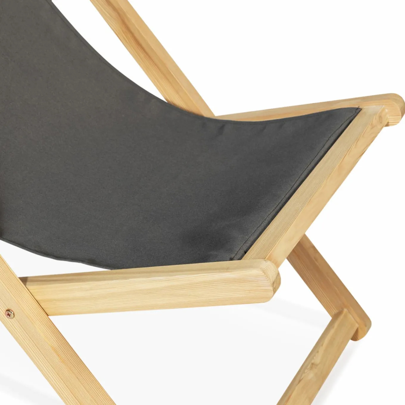 IDMarket Chiliennes en bois et toile grise* Fauteuils De Jardin