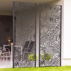 IDMarket Claustra extérieur métal gris motif palmier* Panneaux Occultants