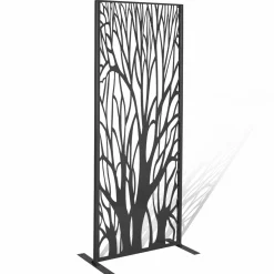 IDMarket Claustra extérieur métal gris motif arbre* Panneaux Occultants