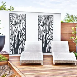 IDMarket Claustra extérieur métal gris motif arbre* Panneaux Occultants