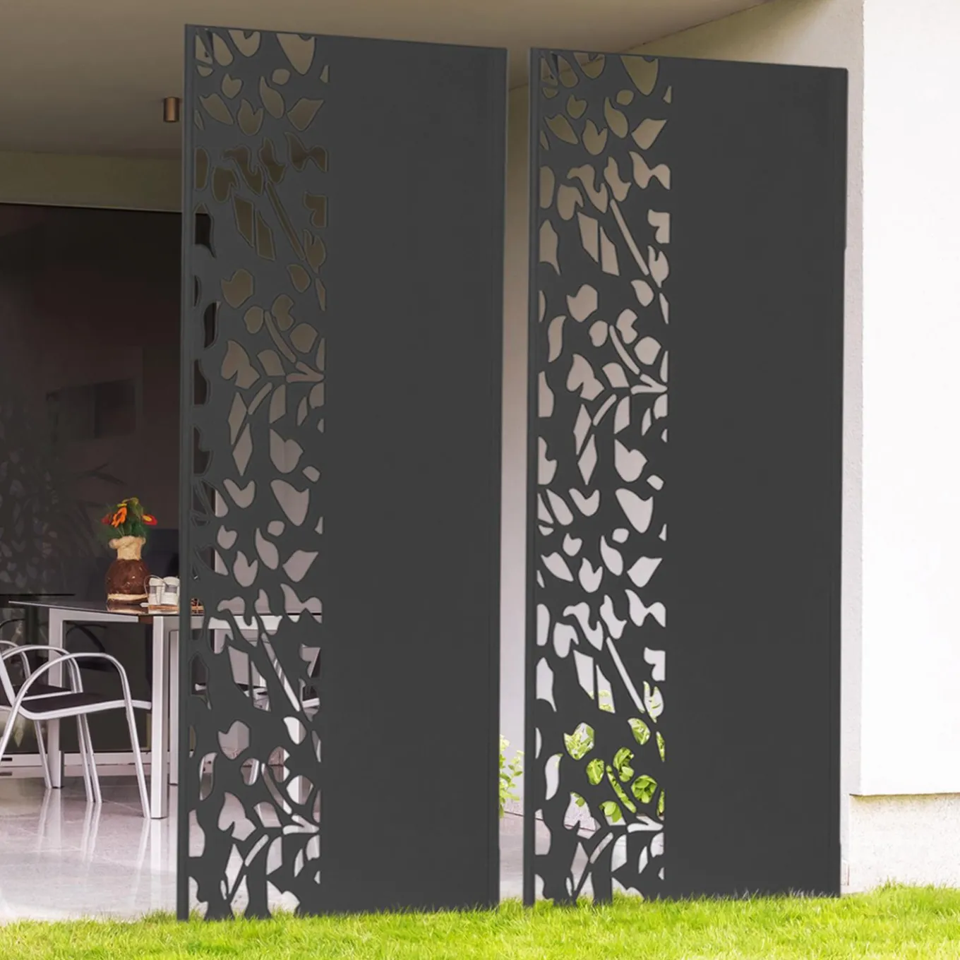 IDMarket Claustra extérieur métal gris semi ajouré* Panneaux Occultants