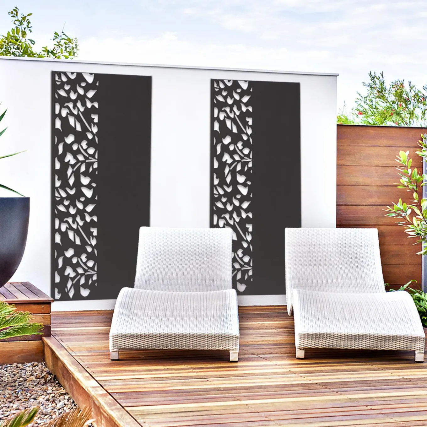 IDMarket Claustra extérieur métal gris semi ajouré* Panneaux Occultants