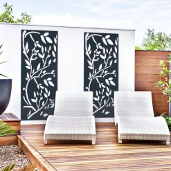 IDMarket Claustra extérieur métal gris motif floral* Panneaux Occultants