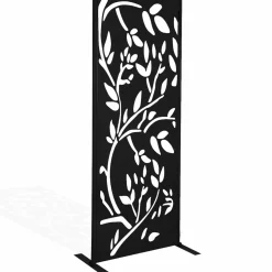 IDMarket Claustra extérieur métal noir mat motif floral* Panneaux Occultants