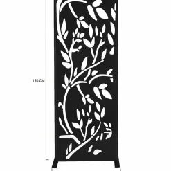IDMarket Claustra extérieur métal noir mat motif floral* Panneaux Occultants
