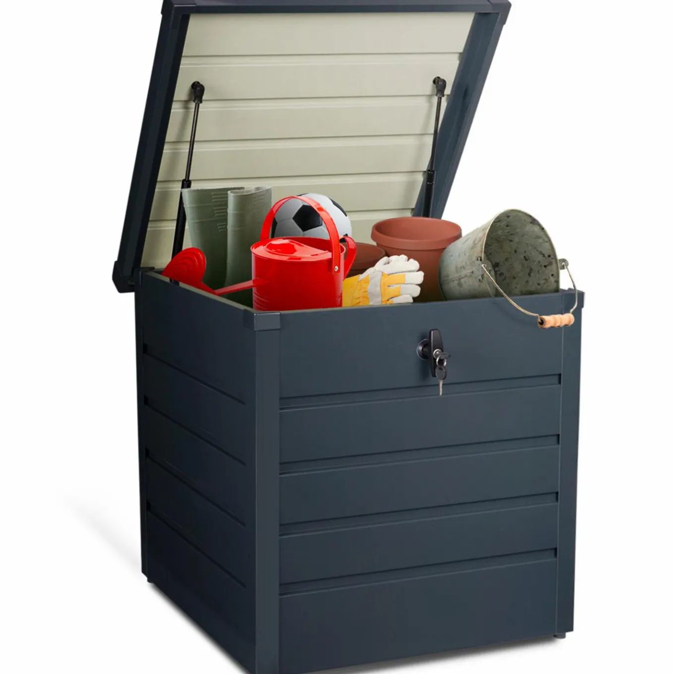 IDMarket Coffre de jardin verrouillable en métal gris anthracite 200 L* Coffre De Jardin|Abris De Jardin