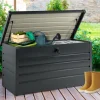 IDMarket Coffre de rangement extérieur étanche en métal gris 350 L* Coffre De Jardin|Abris De Jardin
