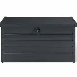 IDMarket Coffre de rangement extérieur étanche en métal gris 350 L* Coffre De Jardin|Abris De Jardin