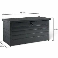 IDMarket Coffre de rangement extérieur étanche en métal gris 350 L* Coffre De Jardin|Abris De Jardin