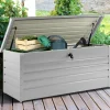 IDMarket Coffre de rangement extérieur étanche en métal gris clair 600 L* Coffre De Jardin|Abris De Jardin