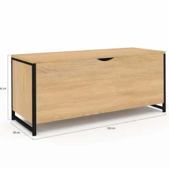 IDMarket Coffre de rangement style industriel bois et noir* Bancs D'Entrée|Coffres De Rangement