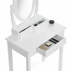 IDMarket Coiffeuse blanche avec miroir et tabouret* Collection Design|Collection Agencement Magasin