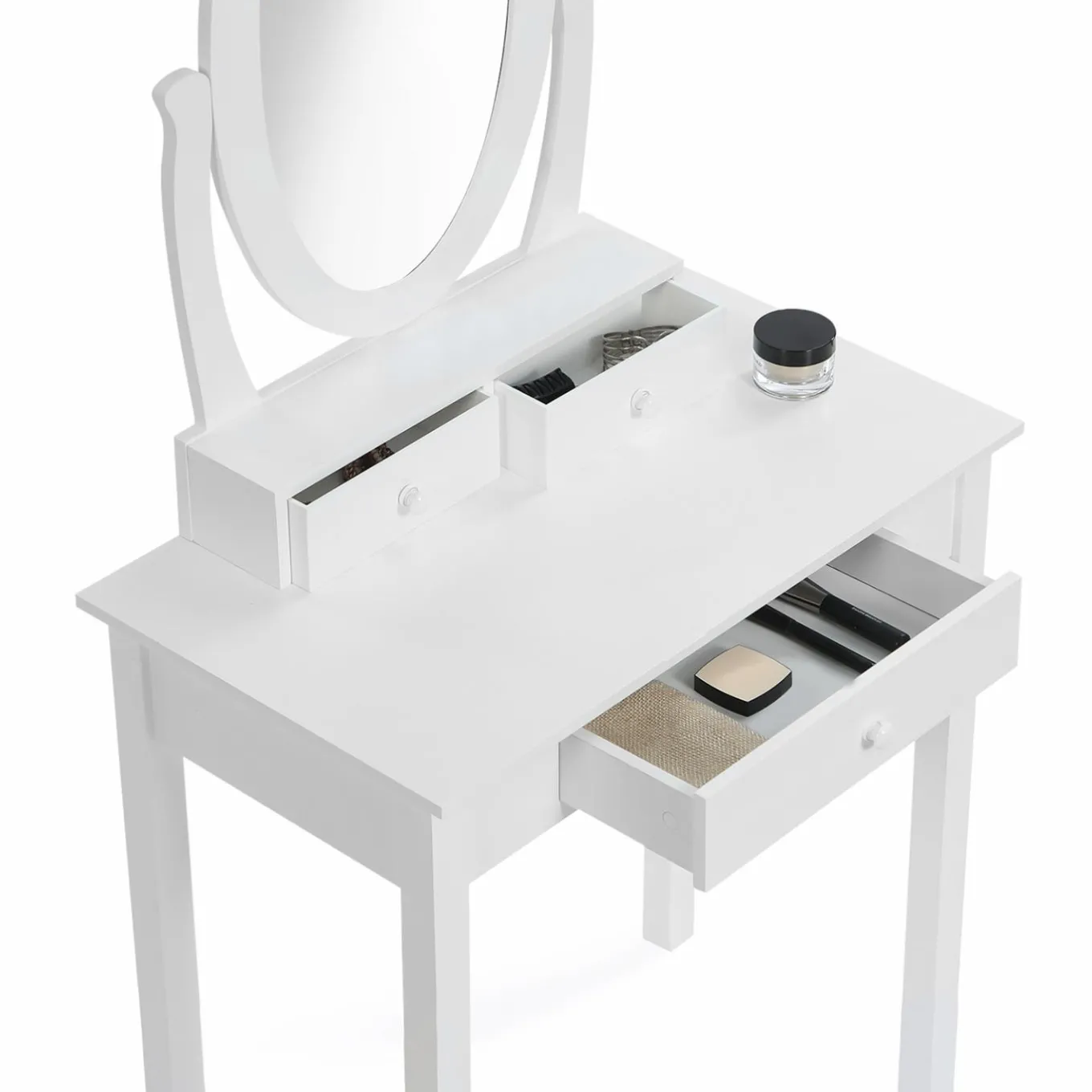 IDMarket Coiffeuse blanche avec miroir et tabouret* Collection Design|Collection Agencement Magasin