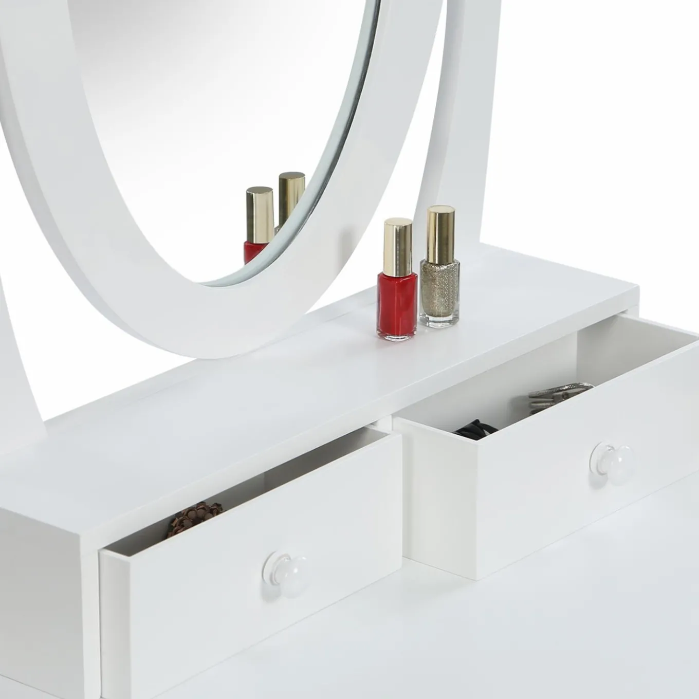 IDMarket Coiffeuse blanche avec miroir et tabouret* Collection Design|Collection Agencement Magasin