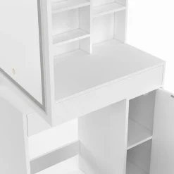 IDMarket Coiffeuse blanche avec miroir LED et rangements* Collection Design|Collection Agencement Magasin