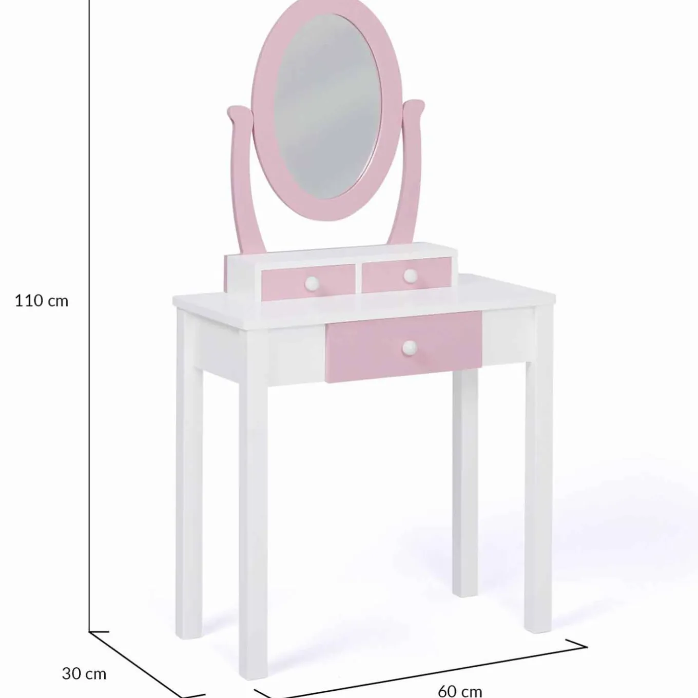 IDMarket Coiffeuse enfant rose et blanche avec miroir et tabouret*Enfant Meubles Enfant|Chambre Complète Adulte