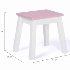 IDMarket Coiffeuse enfant rose et blanche avec miroir et tabouret*Enfant Meubles Enfant|Chambre Complète Adulte