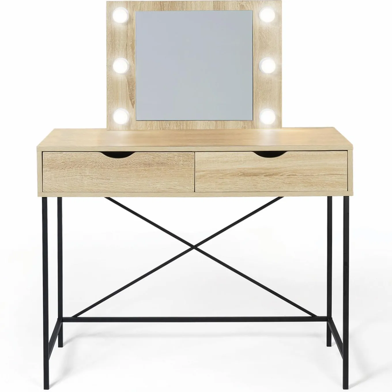 IDMarket Coiffeuse industrielle avec éclairage* Collection Agencement Magasin|Chambre Complète Adulte