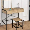 IDMarket Coiffeuse industrielle avec miroir rabattable* Meubles Bas|Meubles En Bois