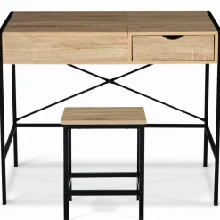 IDMarket Coiffeuse industrielle avec miroir rabattable* Meubles Bas|Meubles En Bois