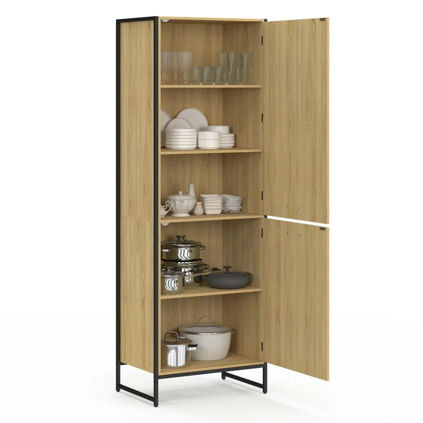 IDMarket Colonne cuisine industrielle 2 portes* Collection Industrielle|Buffets De Cuisine