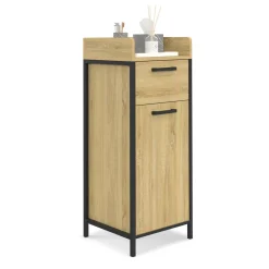 IDMarket Colonne de rangement d'appoint salle de bain design industriel 1 tiroir 1 placard* Meubles Salle De Bain|Collection Industrielle