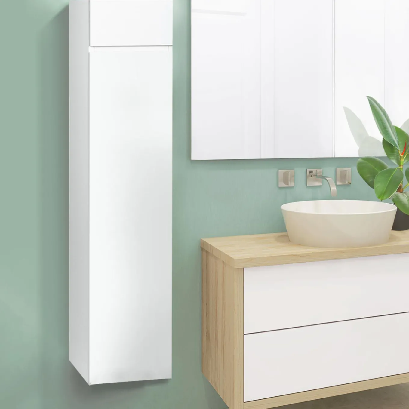 IDMarket Colonne de rangement suspendue blanche* Meubles Blancs|Collection Design