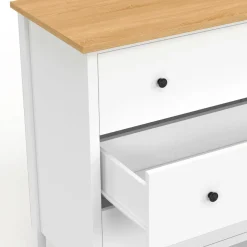 IDMarket Commode 80 cm 3 tiroirs bois blanc plateau bois* Commodes|Chambre Complète Adulte