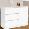 IDMarket Commode 3 tiroirs + 1 porte 110 cm bois blanc* Meubles Blancs|Collection Contemporaine