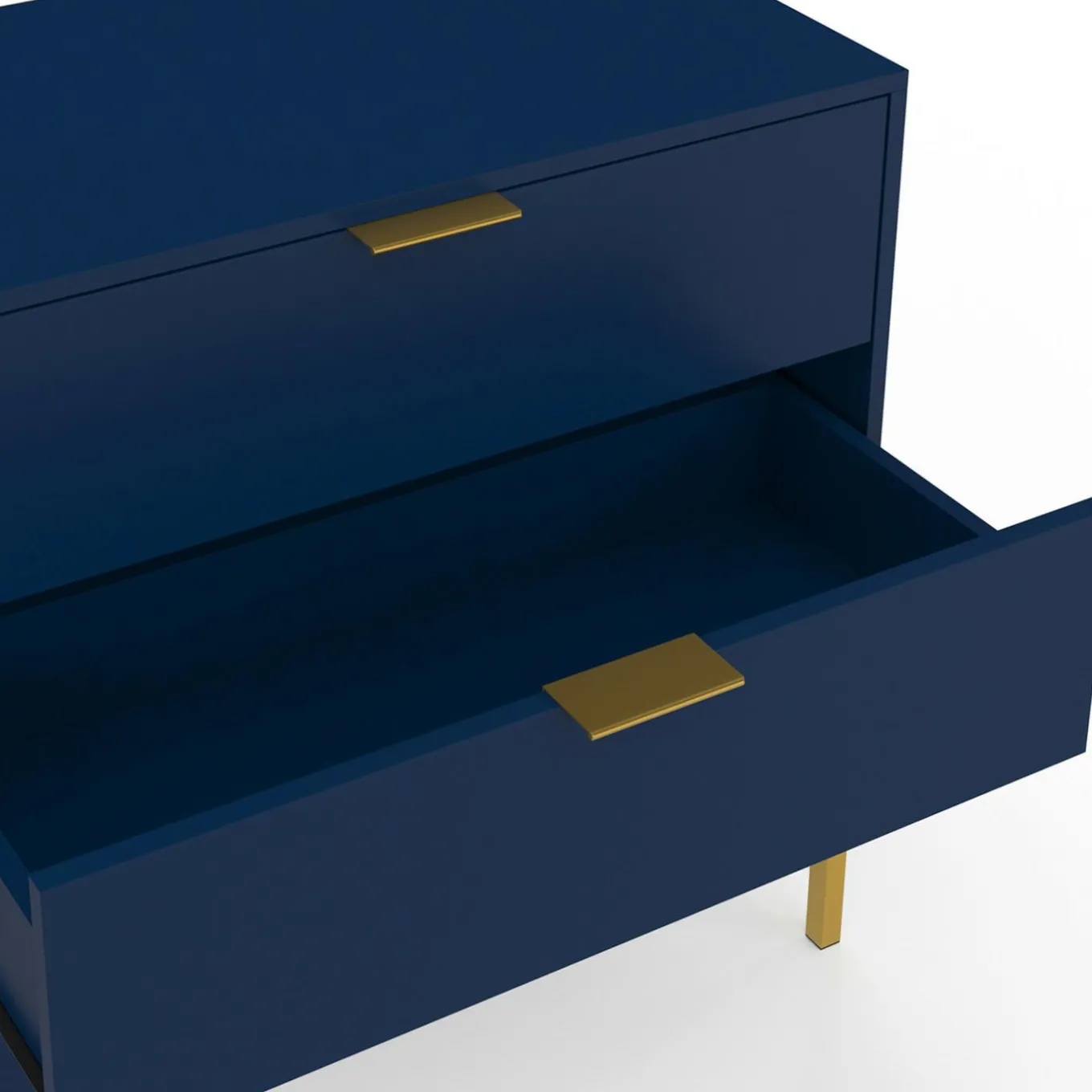 IDMarket Commode 3 tiroirs 80 cm bleu nuit et finitions dorées* Meubles Tiroirs|Meubles Bas