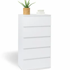 IDMarket Commode 5 tiroirs blanche* Meubles Tiroirs|Meubles Blancs